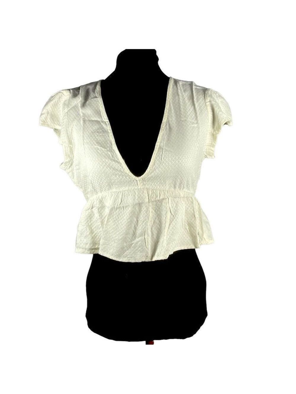 𝅺ROXY Sweet Release Woven Crop Top Style ARJWT03206 Size S in Snow White (WBK0)